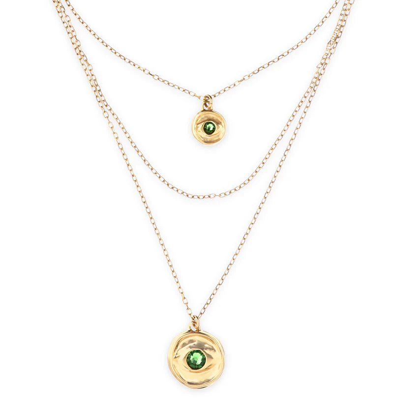 INTUITIVE EYE TRIPLE GOLD NECKLACE - Image 4