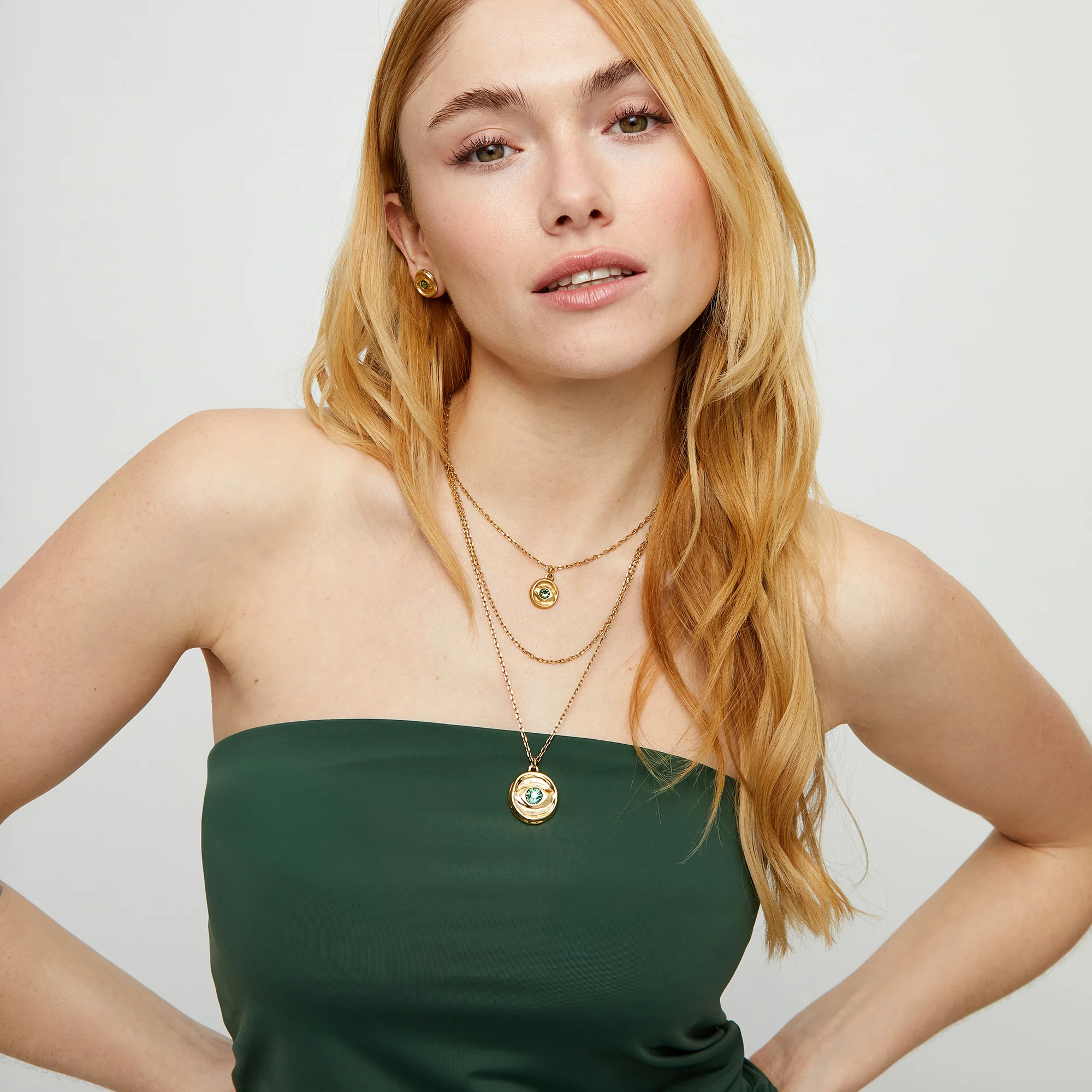 INTUITIVE EYE TRIPLE GOLD NECKLACE - Image 5