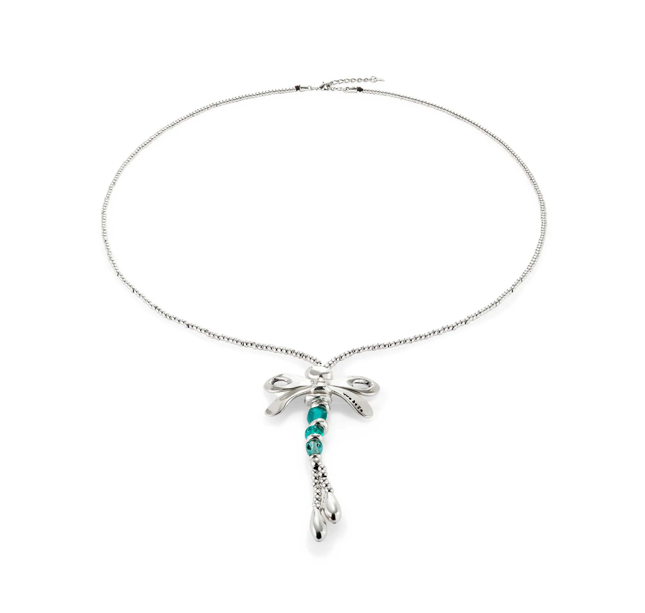 SER REBELDE CRYSTAL DRAGONFLY LONG SILVER NECKLACE - Image 4