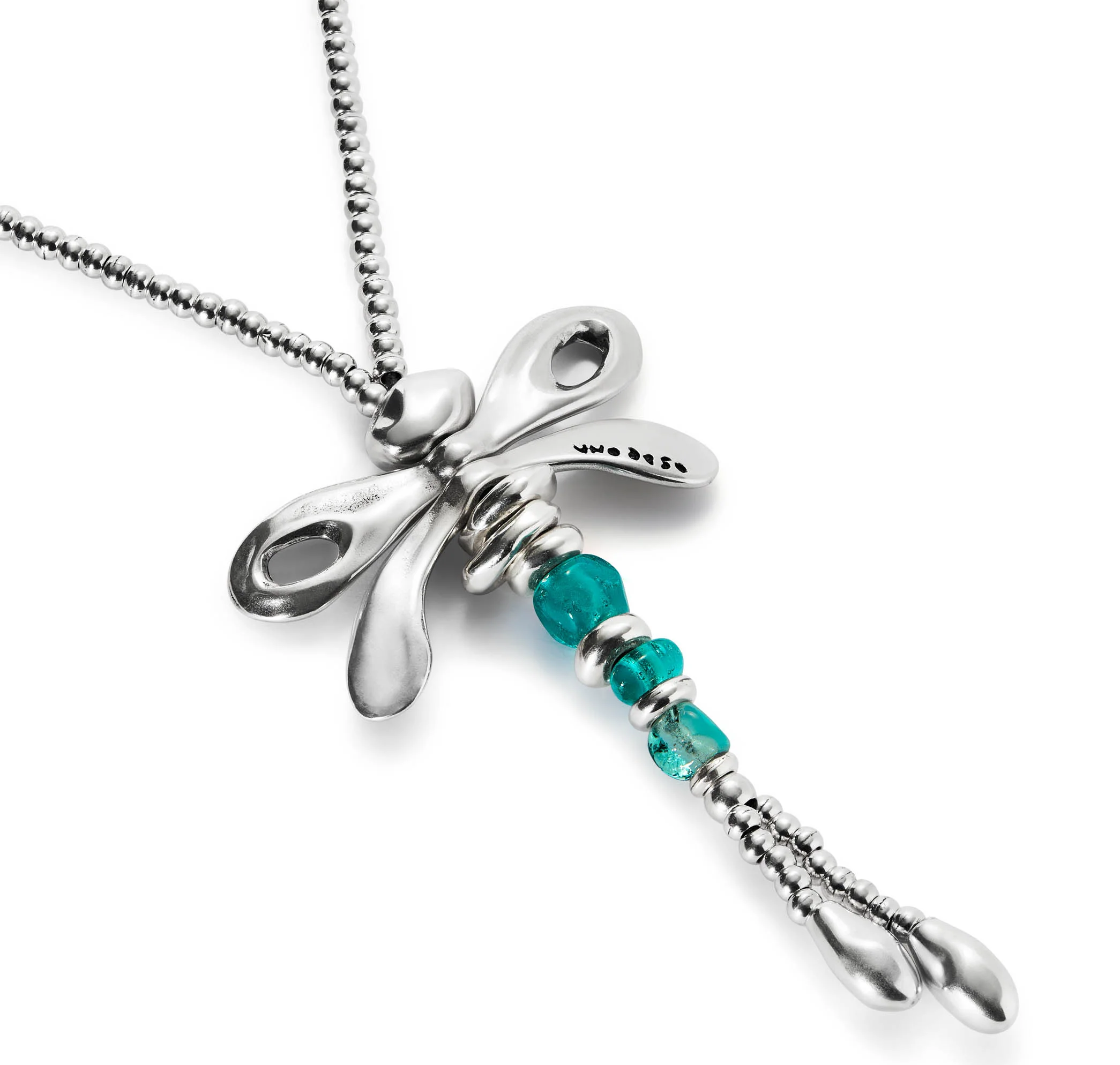 SER REBELDE CRYSTAL DRAGONFLY LONG SILVER NECKLACE - Image 5