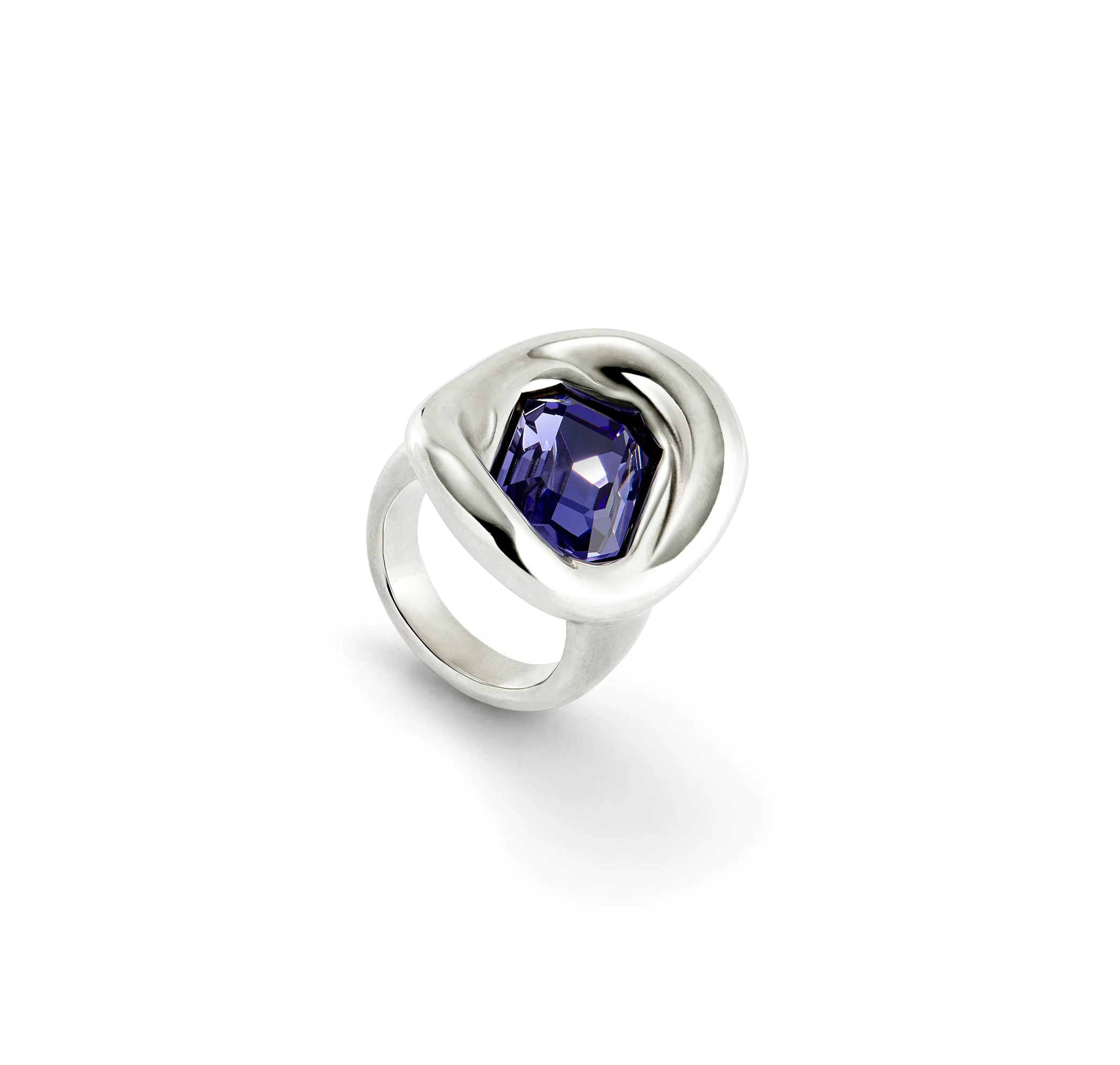 SER VALIENTE PURPLE CRYSTAL CURVACEOUS SILVER RING - Image 3